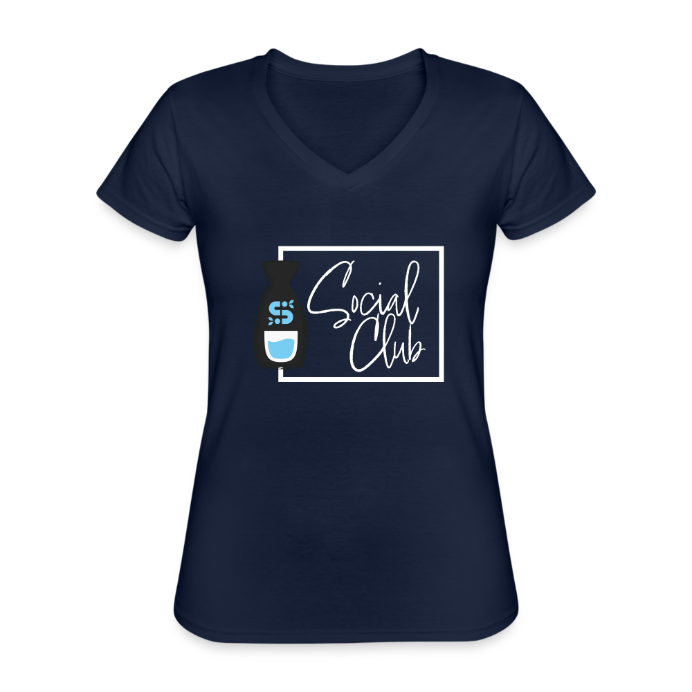 Women's Sake Social Club V-Neck - navy